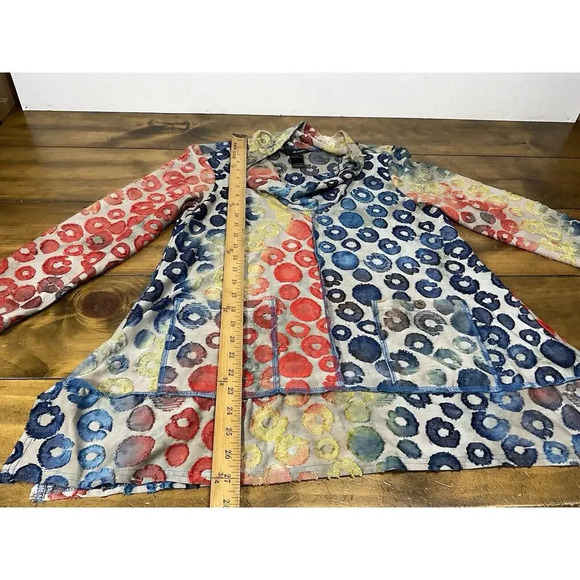 Ali Miles Embroidered Tunic Top Small Rainbow Wearable Art Boho - Picture 9 of 12